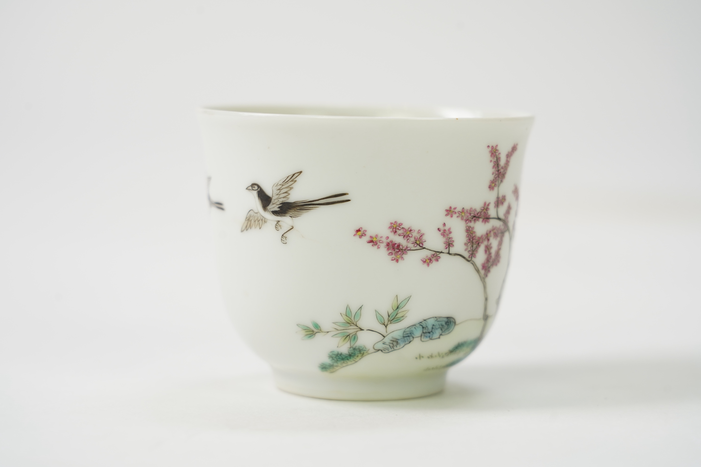 A Chinese famille rose 'boy' cup, Daoguang mark but later, 6cm